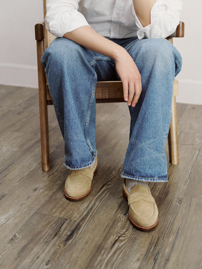 Alden | 6244F Unlined LHS Penny Loafer Light Tan Suede