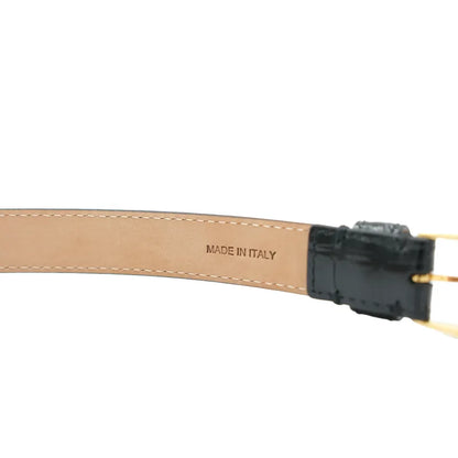 Husbands Paris | Crocodile Embossed Calfskin Thin Belt Black