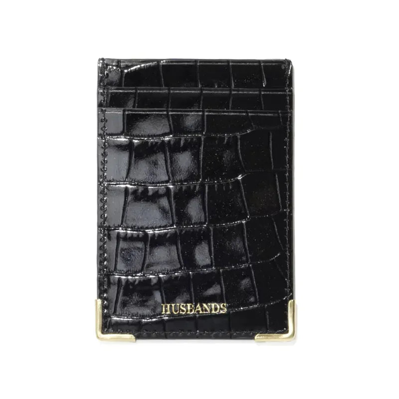 Husbands Paris | Black Card Holder Embossed Calfskin