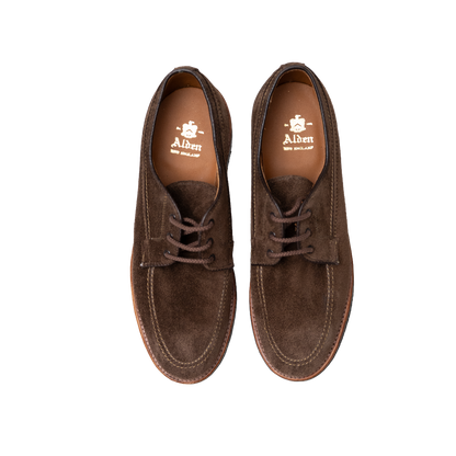 Alden | 731L Unlined Mocc Toe Blucher Dark Brown Suede