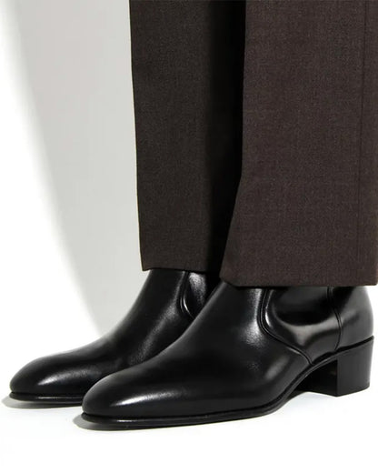 Husbands Paris | Zip Boots In Black Box Calf