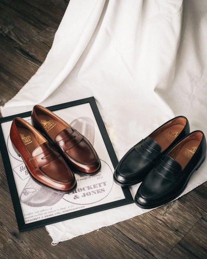 Crockett & Jones | Grantham Penny Loafer Dark Brown Burnished Calf