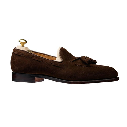 Crockett &amp; Jones | Cavendish Tassel Loafer Dark Brown Calf Suede