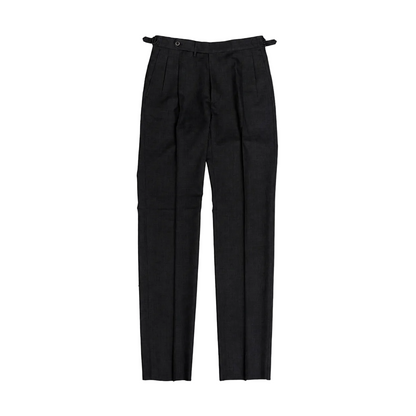 Echizenya | Black Pleated Washable Tropical Wool Trousers
