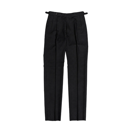 Echizenya | Black Pleated Washable Tropical Wool Trousers