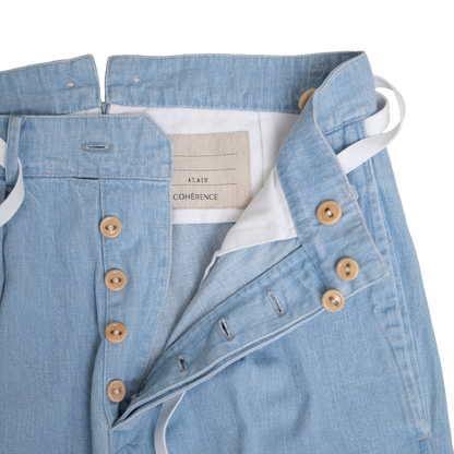 Coherence | Alain 10oz Logger Selvedge Denim Trousers Aqua Blue