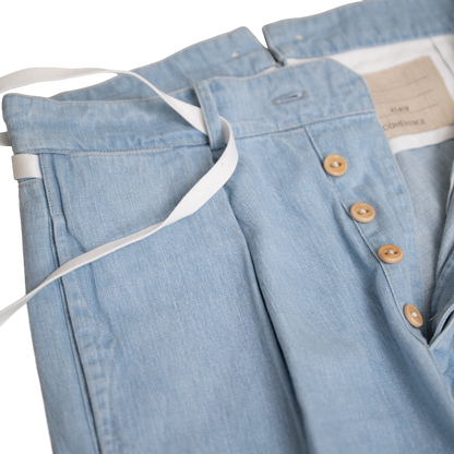 Coherence | Alain 10oz Logger Selvedge Denim Trousers Aqua Blue