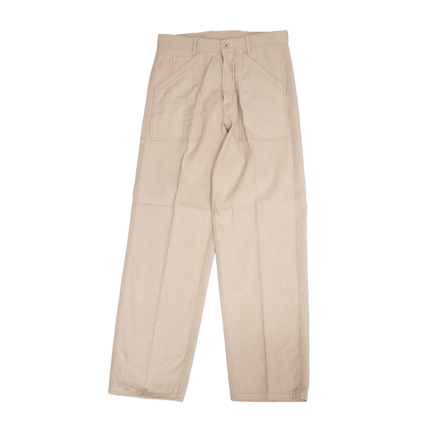 Coherence | Paul Linen Cotton Trousers Ivory Chevron
