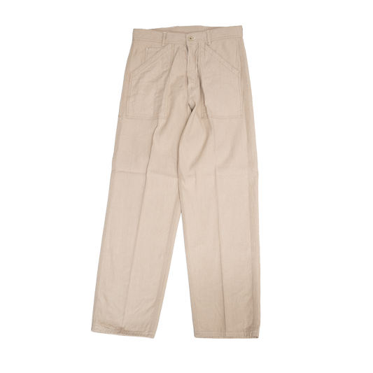 Coherence | Paul Linen Cotton Trousers Ivory Chevron