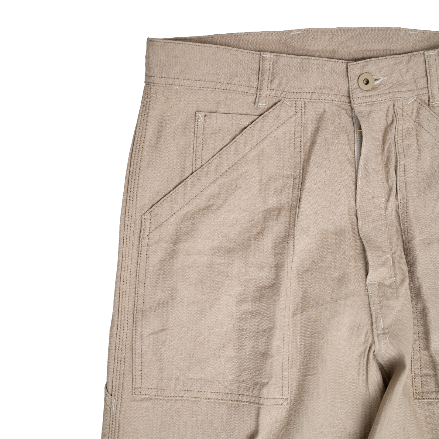 Coherence | Paul Linen Cotton Trousers Ivory Chevron
