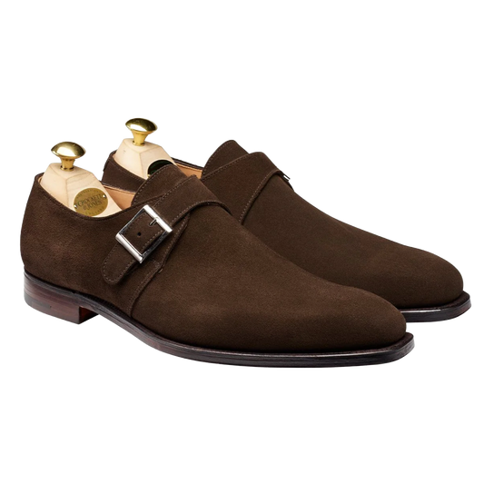Crockett & Jones | Monkton Single Monk Dark Brown Suede