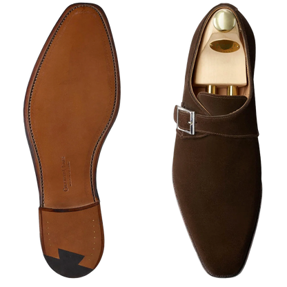 Crockett & Jones | Monkton Single Monk Dark Brown Suede