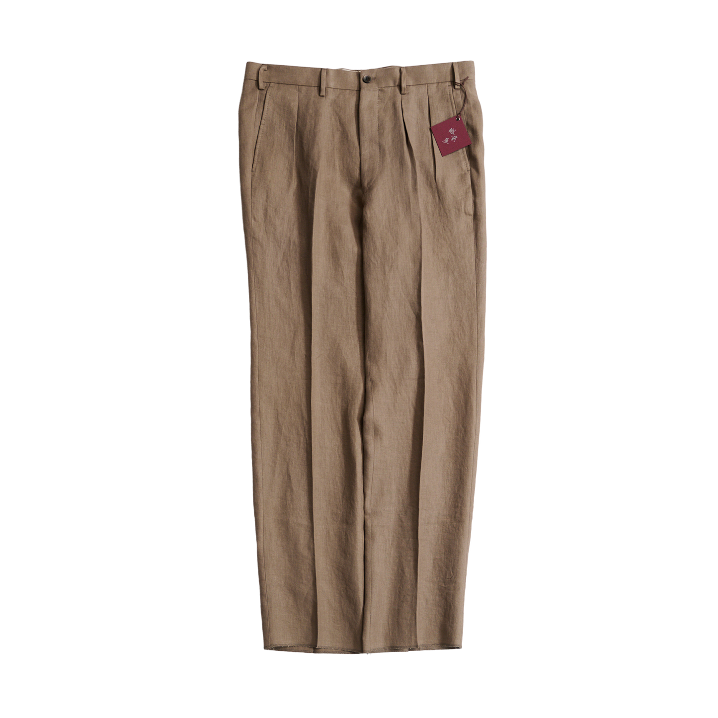 Echizenya | Brown Pleated Pure Linen Trousers