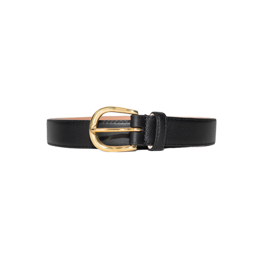 Simonnot Godard | Grained Galuchat 25mm Brass Black Belt