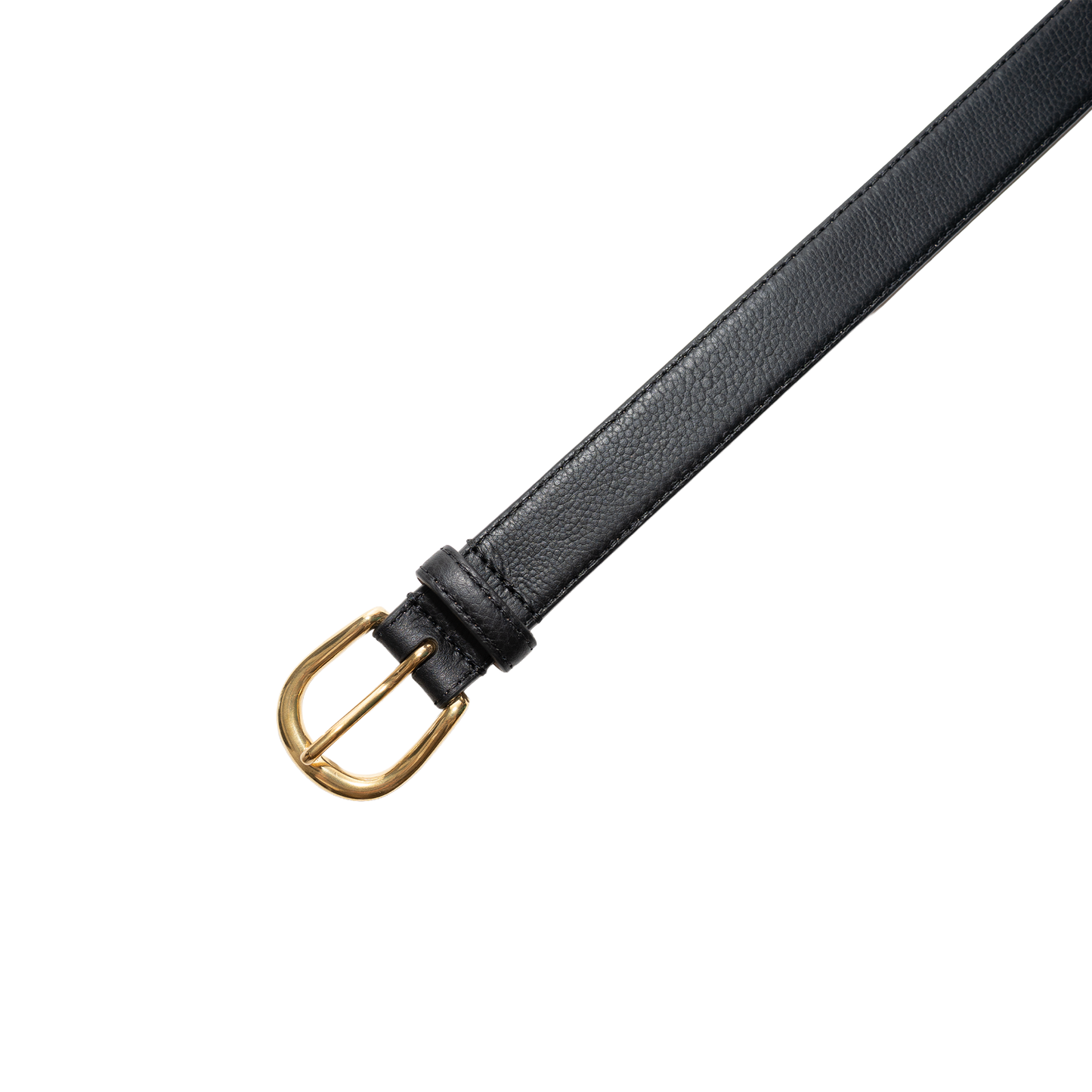 Simonnot Godard | Grained Galuchat 25mm Brass Black Belt