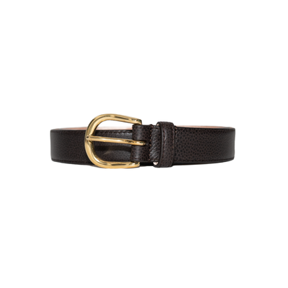 Simonnot Godard | Grained Galuchat 25mm Brass Moka Belt