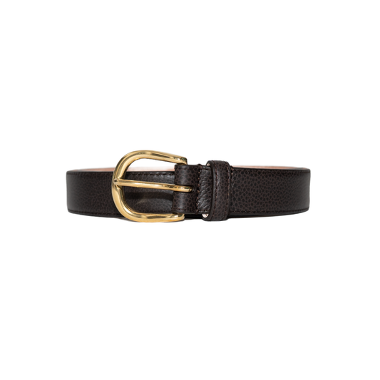 Simonnot Godard | Grained Galuchat 25mm Brass Moka Belt