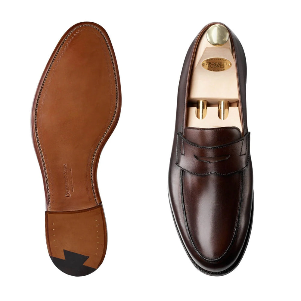 Crockett & Jones | Grantham Penny Loafer Dark Brown Burnished Calf