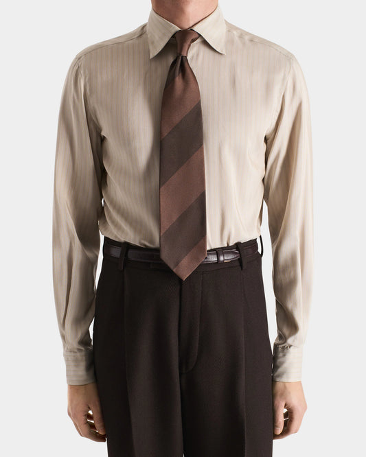 Husbands Paris | Tie In Silk Jacquard Chocolate & Rust