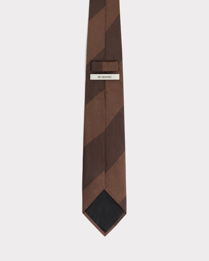 Husbands Paris | Tie In Silk Jacquard Chocolate & Rust