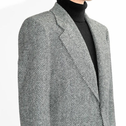 Husbands Paris | Single Breasted Jacket in Tweed B/W Herringbone