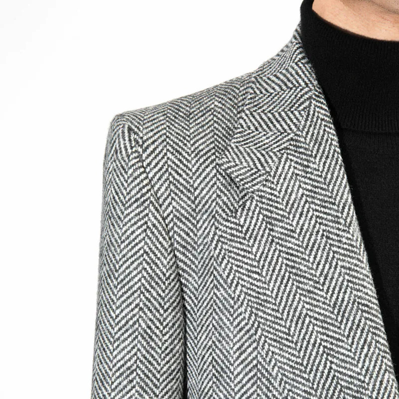 Husbands Paris | Single Breasted Jacket in Tweed B/W Herringbone