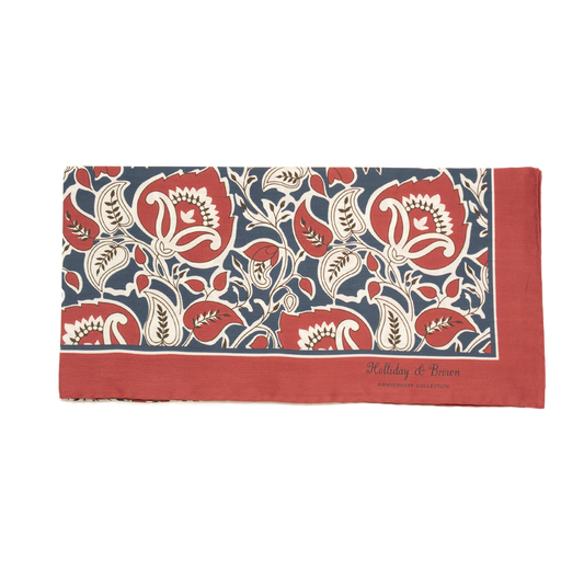 Holliday & Brown | 100th Anniversary Cotton & Silk Neckerchief Floral Red 58178 1