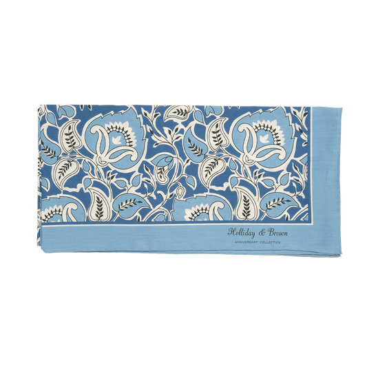 Holliday & Brown | 100th Anniversary Cotton & Silk Neckerchief Floral Sky 58178 2