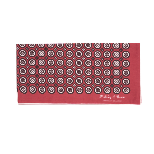 Holliday & Brown | 100th Anniversary Cotton & Silk Neckerchief Geometric Scarlet 58180 6