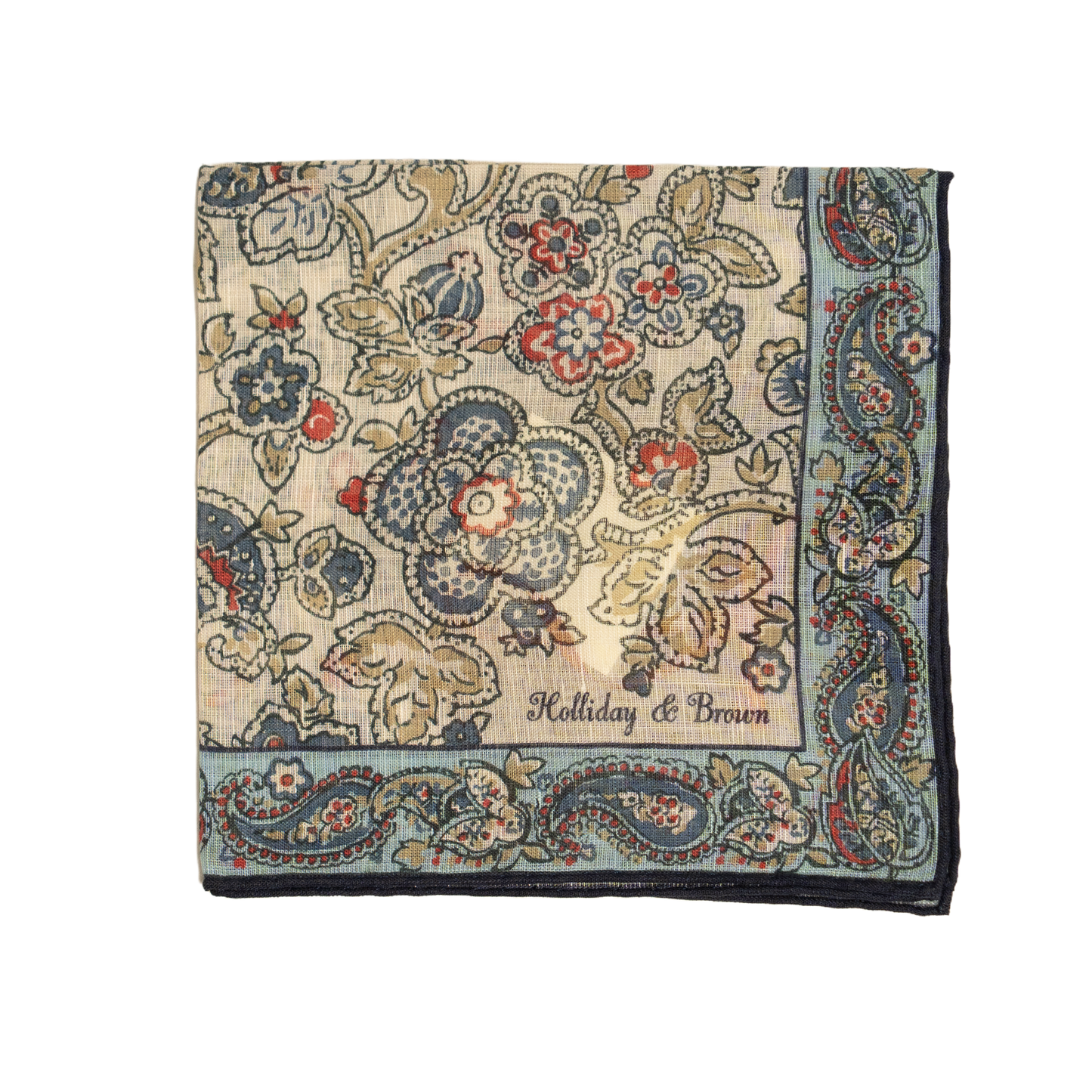 Holliday & Brown | Blue & White Botanical Pocket Square 58118 2