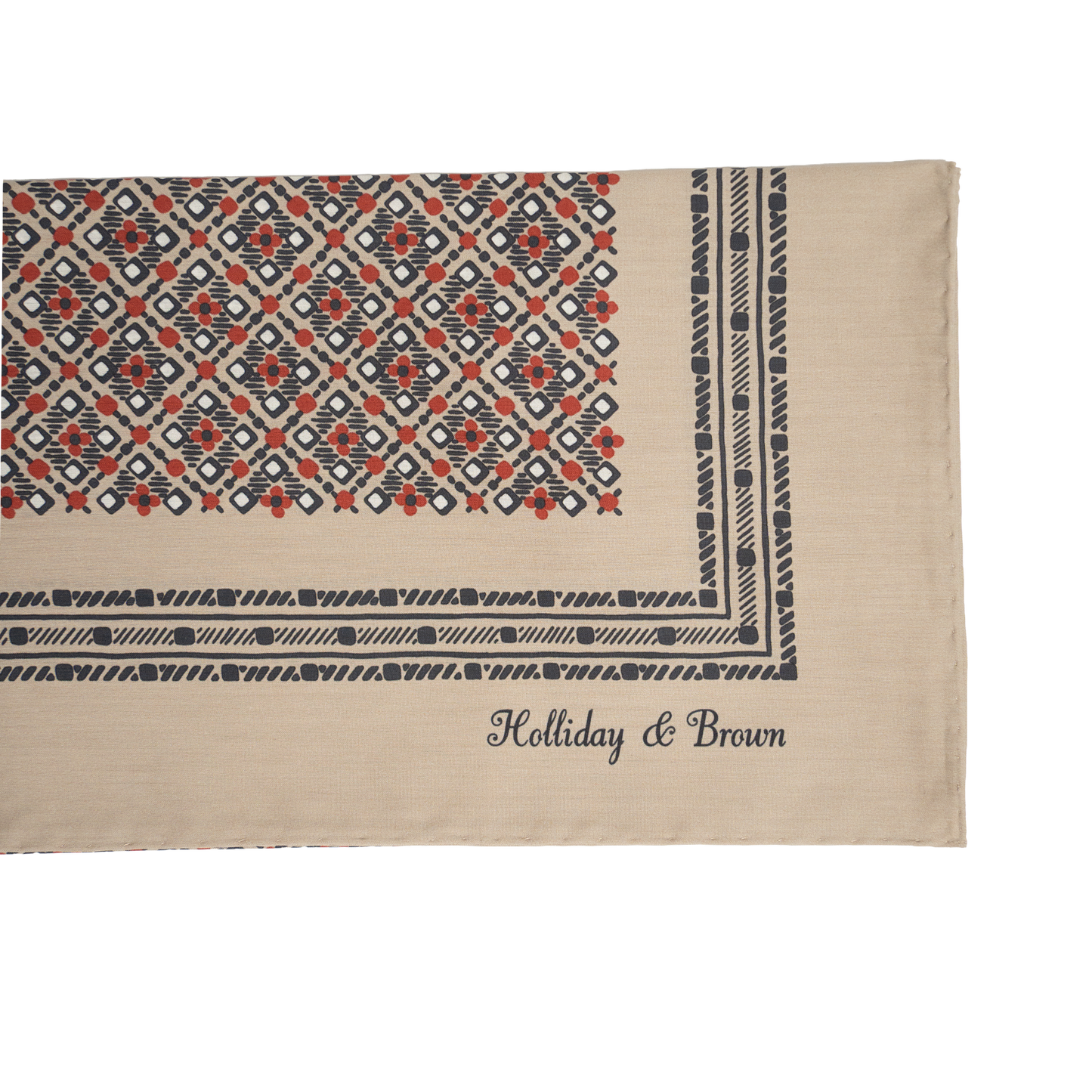 Holliday & Brown | Cotton & Silk Neckerchief Floral Tan 57454 2