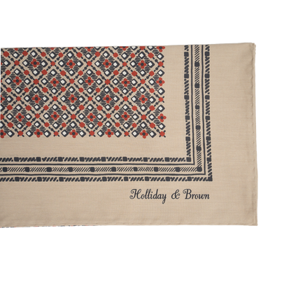 Holliday & Brown | Cotton & Silk Neckerchief Floral Tan 57454 2