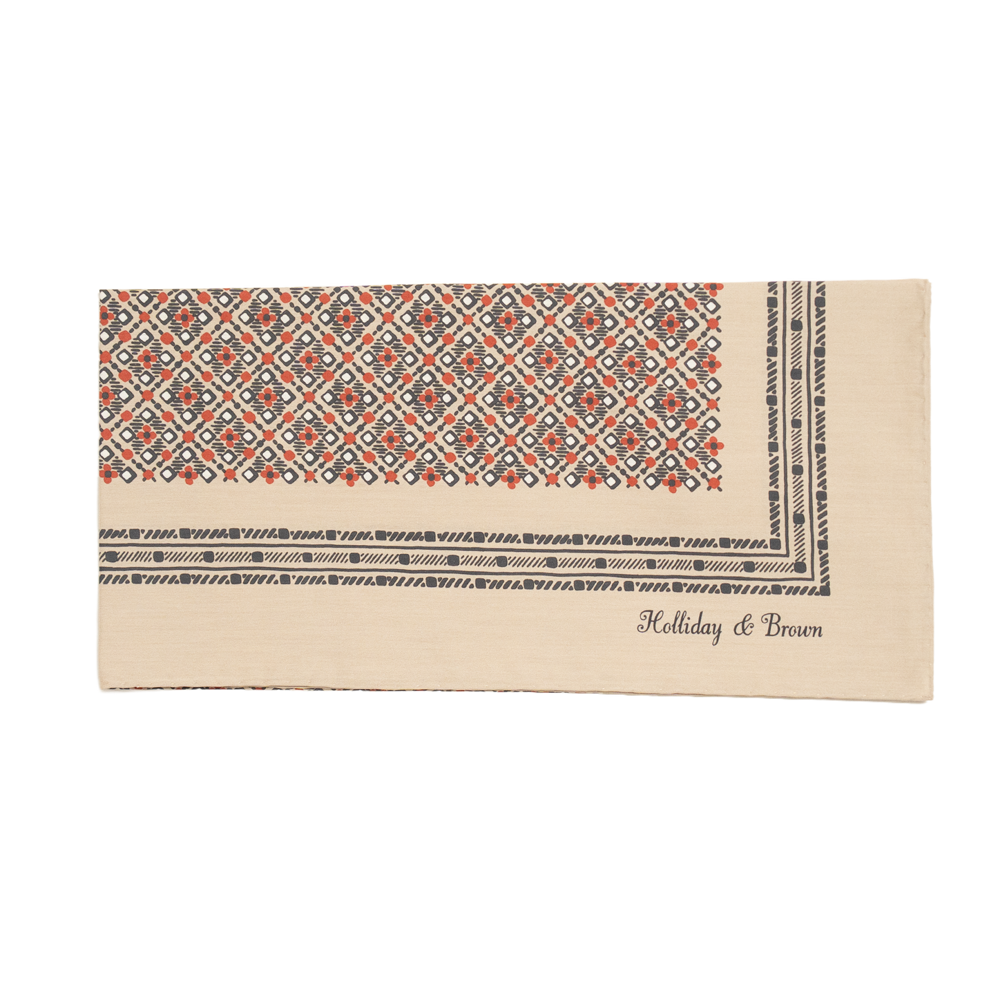 Holliday & Brown | Cotton & Silk Neckerchief Floral Tan 57454 2