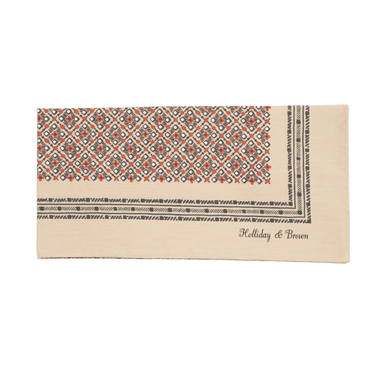 Holliday & Brown | Cotton & Silk Neckerchief Floral Tan 57454 2