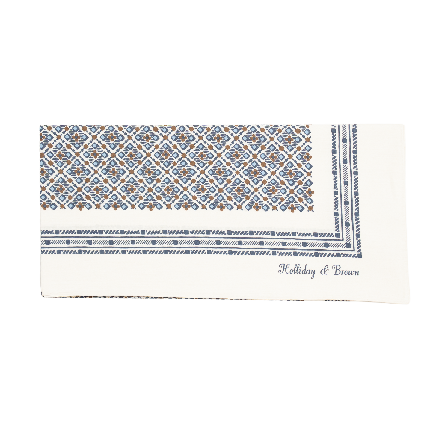 Holliday & Brown | Cotton & Silk Neckerchief Floral White 57454 4