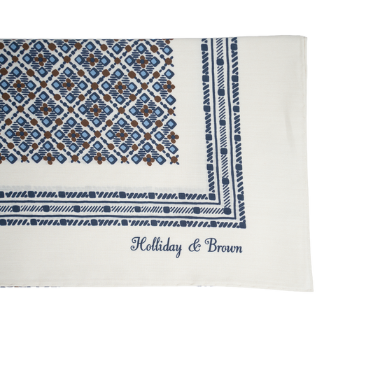 Holliday & Brown | Cotton & Silk Neckerchief Floral White 57454 4