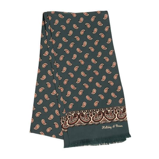 Holliday & Brown | Silk Summer Scarf Foulard Emerald Paisley 56875 3