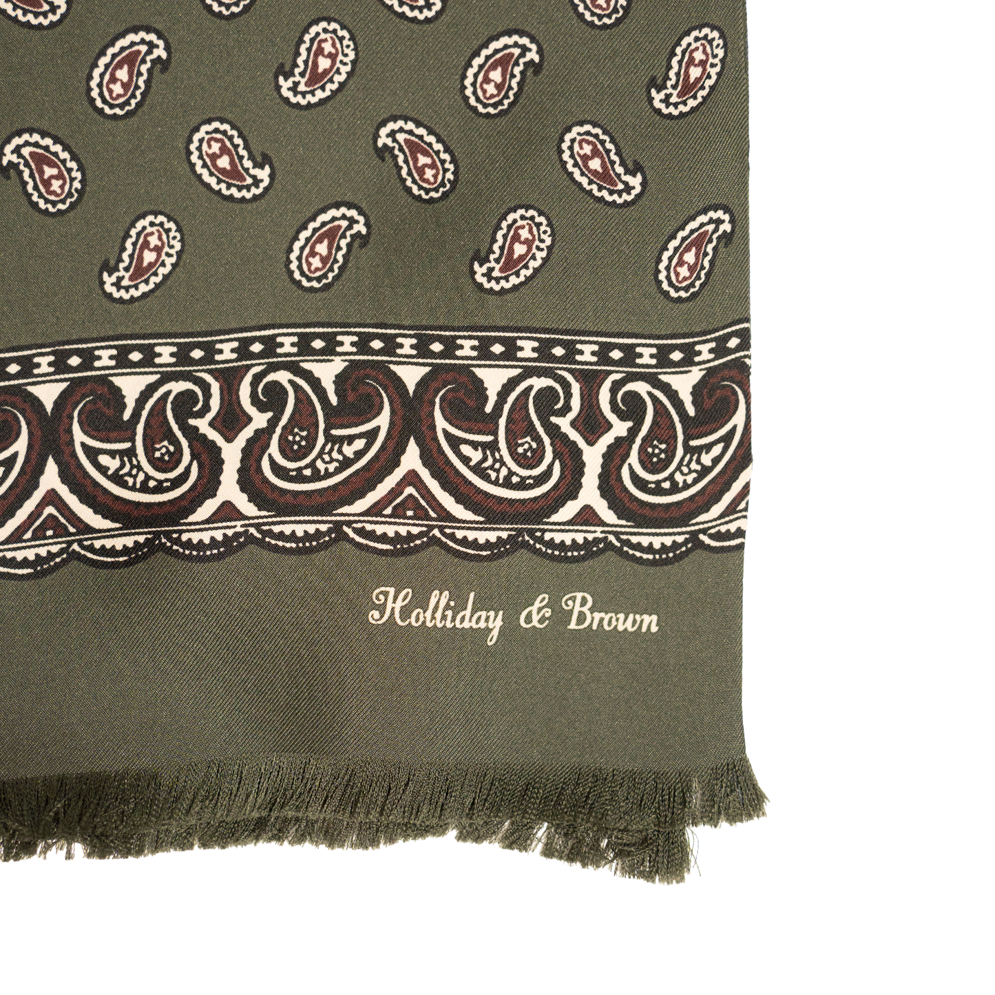 Holliday & Brown | Silk Summer Scarf Foulard Green Paisley 56875 4