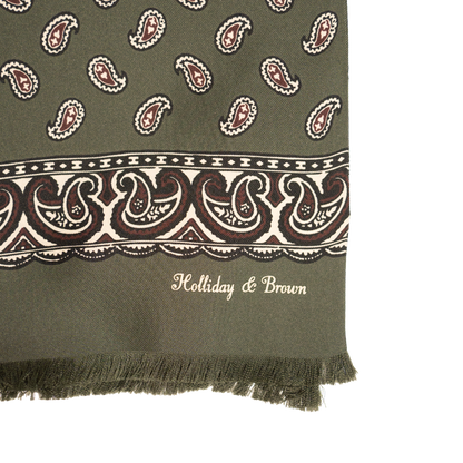 Holliday & Brown | Silk Summer Scarf Foulard Green Paisley 56875 4