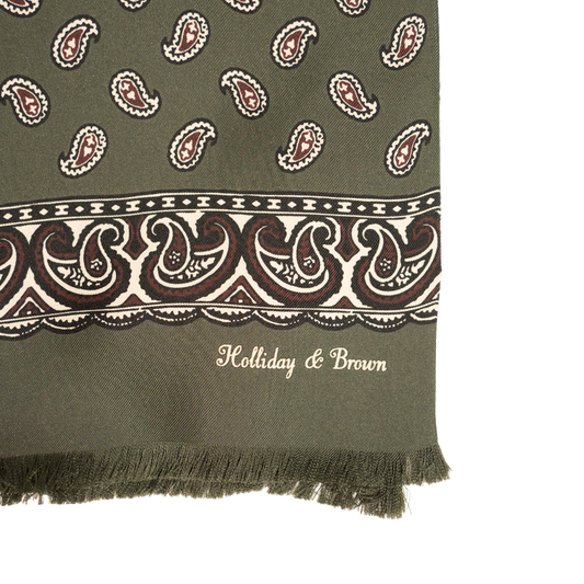 Holliday & Brown | Silk Summer Scarf Foulard Green Paisley 56875 4