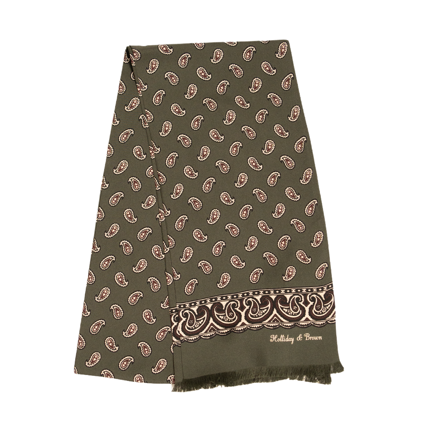 Holliday & Brown | Silk Summer Scarf Foulard Green Paisley 56875 4