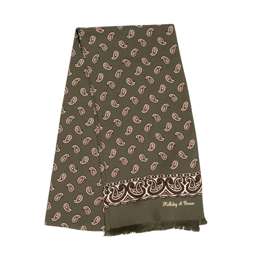 Holliday & Brown | Silk Summer Scarf Foulard Green Paisley 56875 4