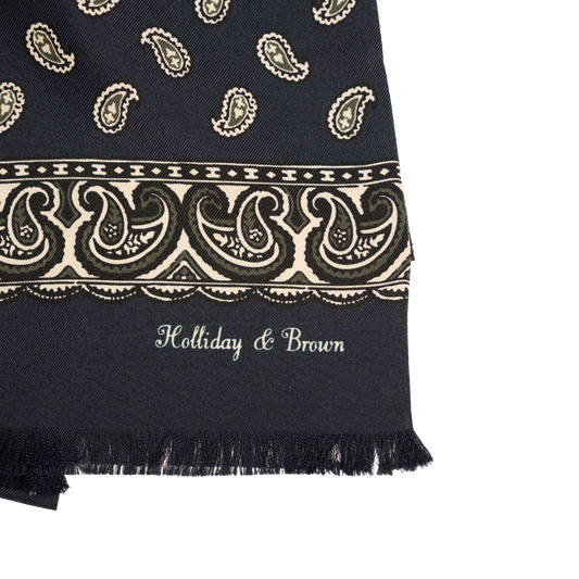 Holliday & Brown | Silk Summer Scarf Foulard Navy Paisley 56875 2