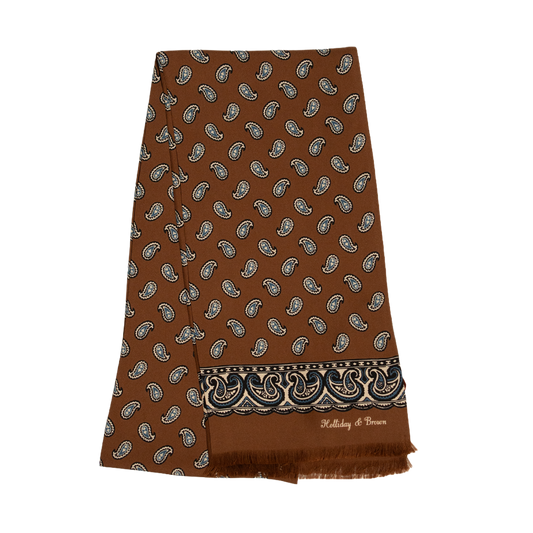 Holliday & Brown | Silk Summer Scarf Foulard Terracotta Paisley 56875 6