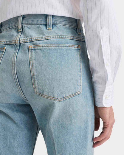 Husbands Paris | Flared High Waisted Jeans In Blue Stone Wash