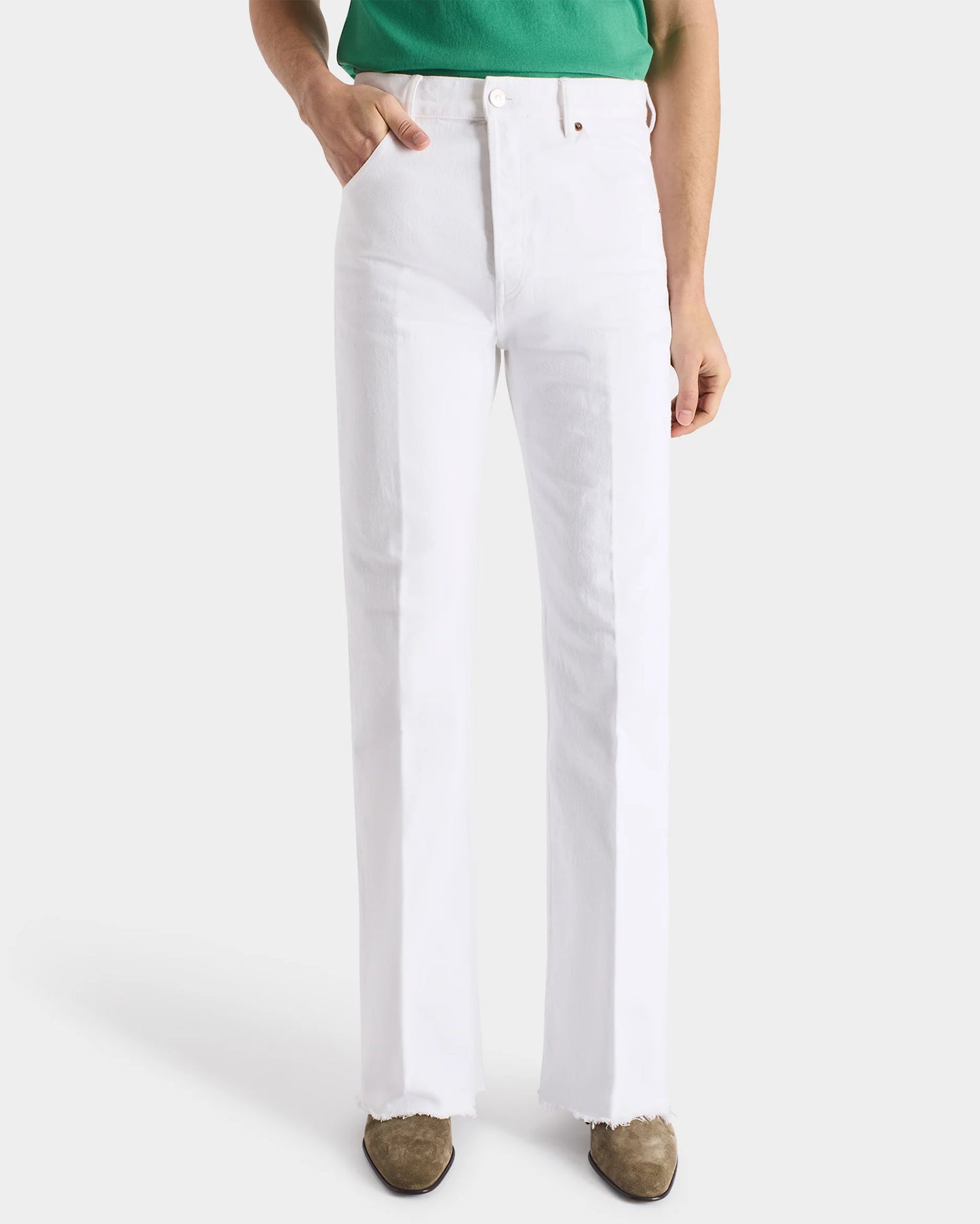 Husbands Paris | Flared High Waisted Jeans In Denim White