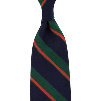 Shibumi Firenze | Mogador Striped Wool / Cotton Tie Forest / Navy