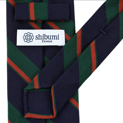 Shibumi Firenze | Mogador Striped Wool / Cotton Tie Forest / Navy