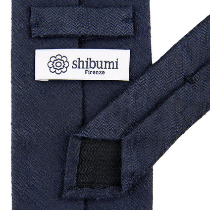 Shibumi Firenze | Plain Shantung Silk Tie Navy