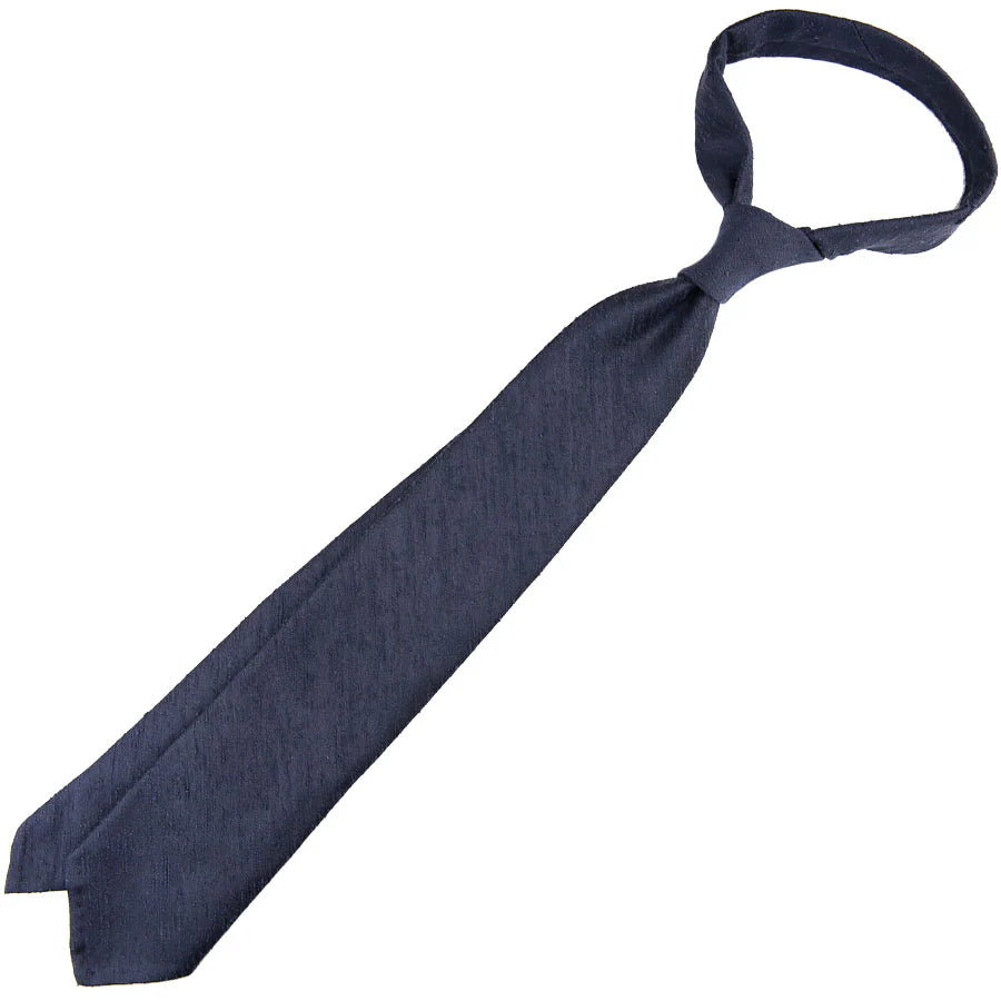 Shibumi Firenze | Plain Shantung Silk Tie Navy